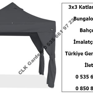 CLK 3x3 Garden Bungalov Cabana Bahçe Çadırı Katlanır Gazebo Tente 08