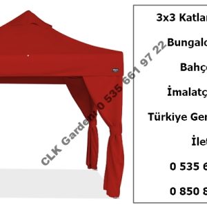 CLK 3x3 Garden Bungalov Cabana Bahçe Çadırı Katlanır Gazebo Tente 13