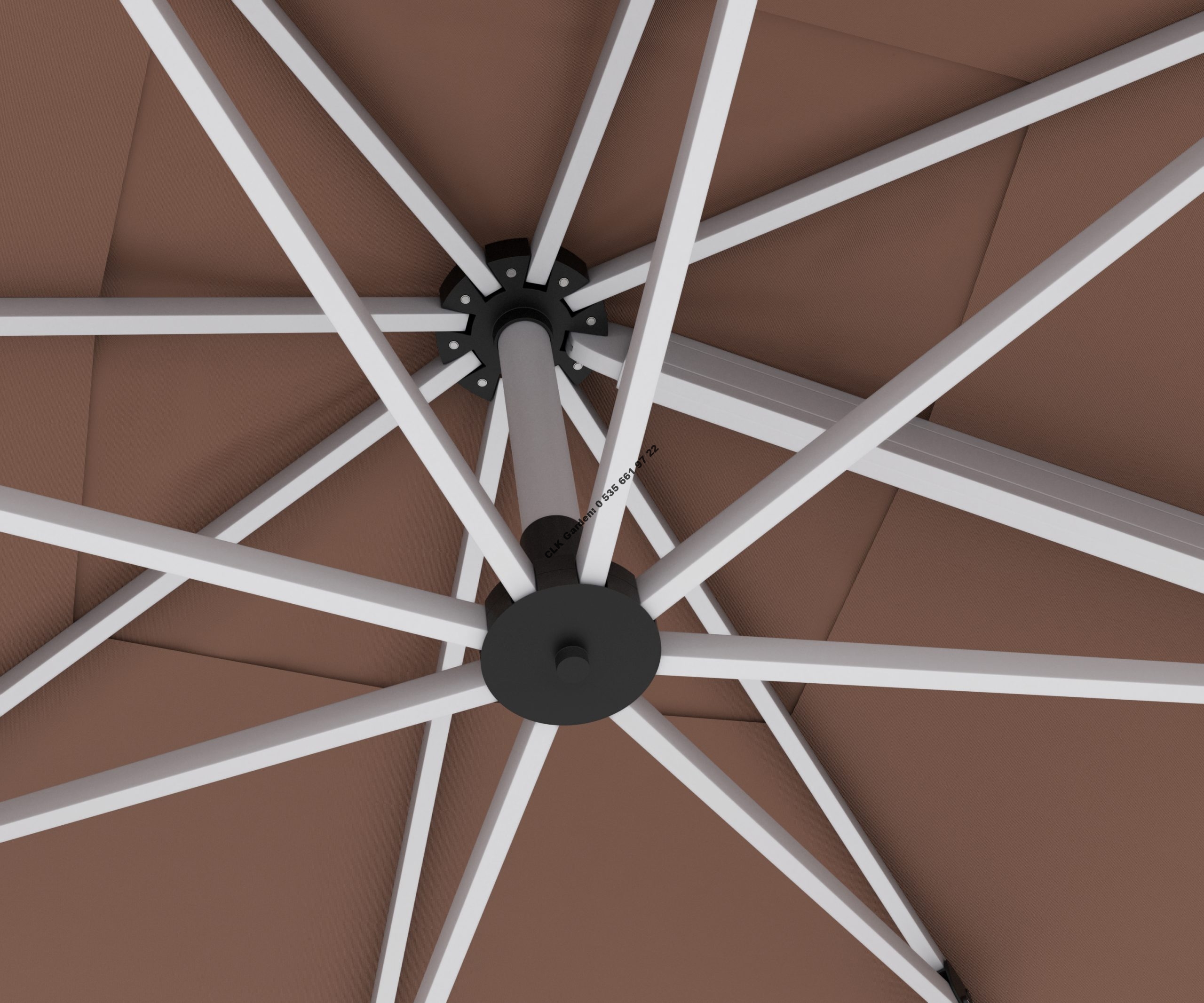 CLK Mykonos Şemsiye 3x3 Metre Alüminyum Antrasit Yandan Kollu Dirsekli Bahçe Cafe Şemsiyesi - Image 12