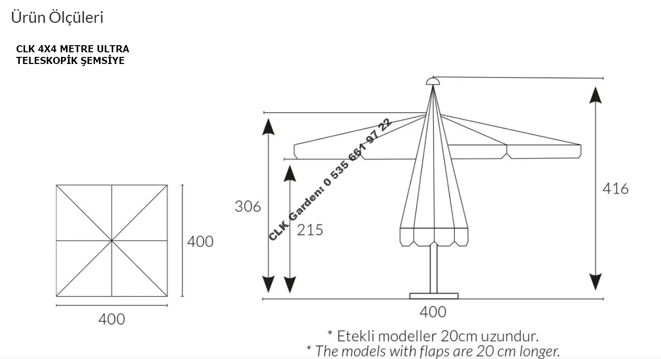 CLK Ultra 5x5 Metre Solar Güneş Panelli Led Işıklı Motorlu Alüminyum Teleskopik Şemsiye Krankşaft Akrilik Kumaş - Image 10