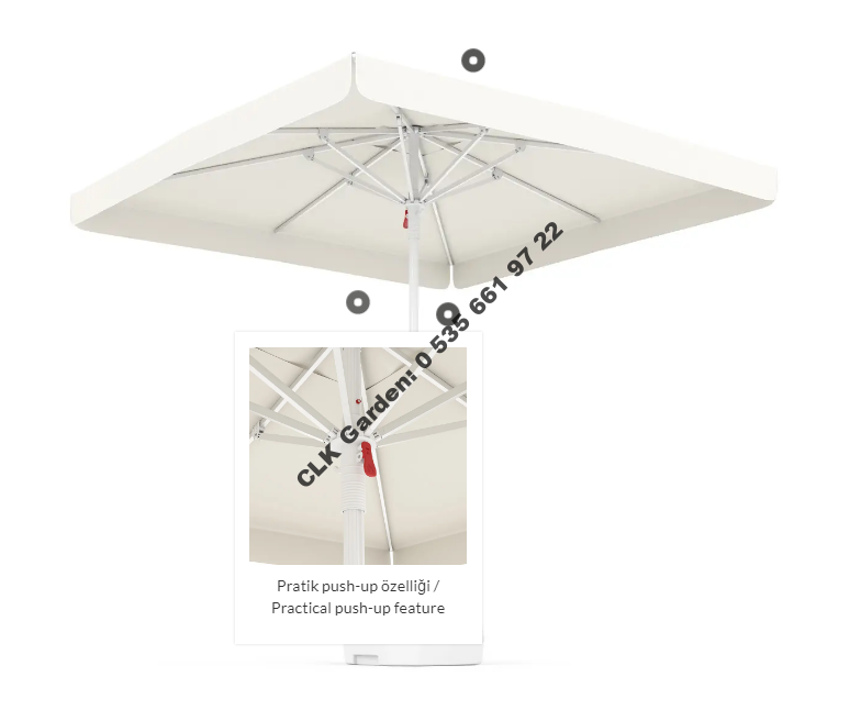 CLK 2x2 Mega Mini Şemsiye 50 lt Bidonlu Bahçe Cafe Otel Plaj Havuz Şemsiyeleri - Image 5