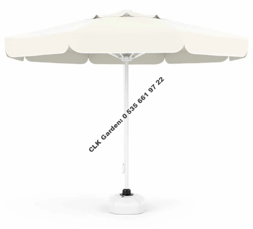 CLK 3 mt Mega İpli 70 lt Bidonlu Yuvarlak Beyaz Profil Bahçe Cafe Otel Şemsiyeleri - Image 8