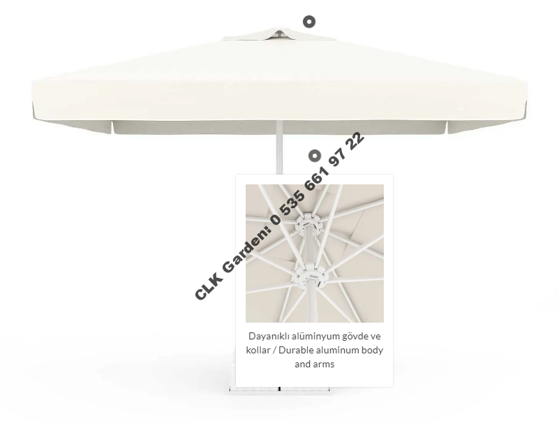 CLK 3x3 Metre Mega İpli Şemsiye Küp Bidonlu Bahçe Cafe Otel Restorant Şemsiyeleri - Image 4