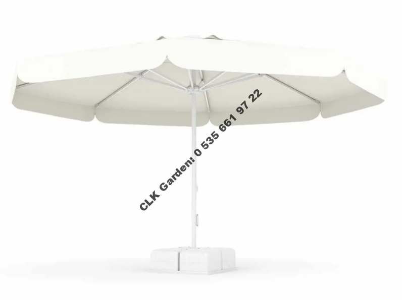 CLK Mega İpli 4 Metre Yuvarlak Şemsiye Küp Bidonlu Bahçe Cafe Otel Şemsiyeleri - Image 3