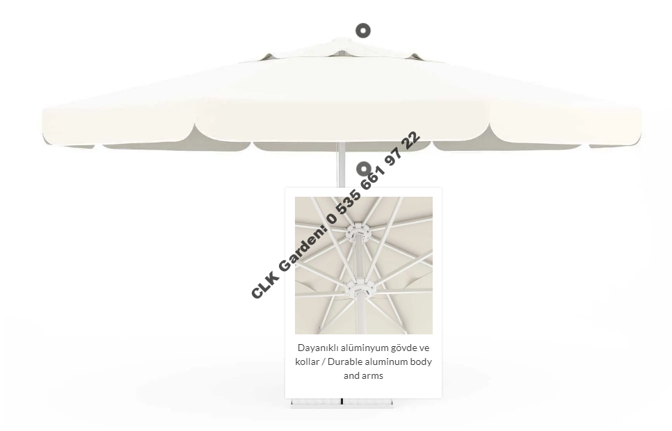 CLK Mega İpli 4 Metre Yuvarlak Şemsiye Küp Bidonlu Bahçe Cafe Otel Şemsiyeleri - Image 4