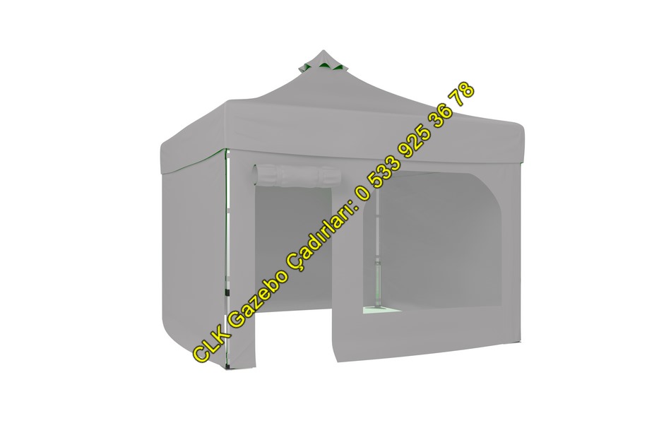 CLK 4x4 Katlanabilir Tente 3 Yan Kapalı Perdeli Pencereli Kapılı Gazebo Çadır Akordiyon Katlanır Makaslı Gölgelik Çardak - Image 13