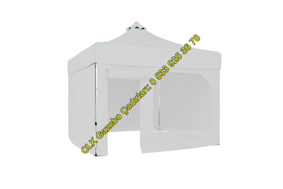 CLK 4x4 Katlanabilir Tente 3 Yan Kapalı Perdeli Pencereli Kapılı Gazebo Çadır Akordiyon Katlanır Makaslı Gölgelik Çardak - Image 10