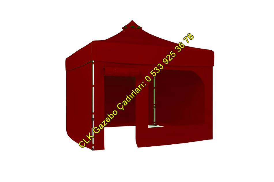 CLK 4x4 Katlanabilir Tente 3 Yan Kapalı Perdeli Pencereli Kapılı Gazebo Çadır Akordiyon Katlanır Makaslı Gölgelik Çardak - Image 9