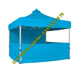 CLK 4x4 Katlanabilir Tente 3 Yarım Perdeli Gazebo Stand Çadırı Portatif Tente Çardak Makaslı Örümcek Akordiyon Çadır Tente