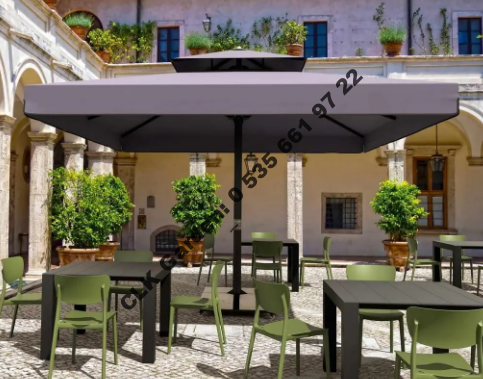 CLK 5x5 Metre Çap 100 Ortadan Direkli Alüminyum Teleskopik Şemsiye İmalatı Satışı - Image 19