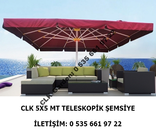 CLK 5x5 Metre Çap 100 Ortadan Direkli Alüminyum Teleskopik Şemsiye İmalatı Satışı - Image 11
