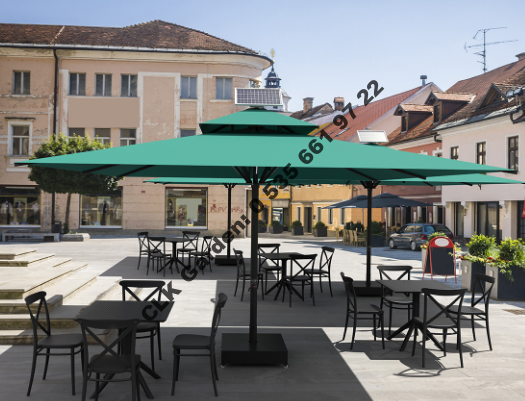 CLK Ultra 5x5 Metre Solar Güneş Panelli Led Işıklı Motorlu Alüminyum Teleskopik Şemsiye Krankşaft Akrilik Kumaş - Image 3