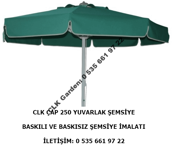 CLK Çap 250 Yuvarlak Logo Baskılı Mega İpli Makaralı Şemsiye İmalatı Satış