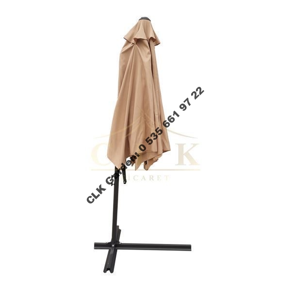 CLK Garden 3 mt Yandan Kollu Bahçe Şemsiyesi Kahverengi - Image 3