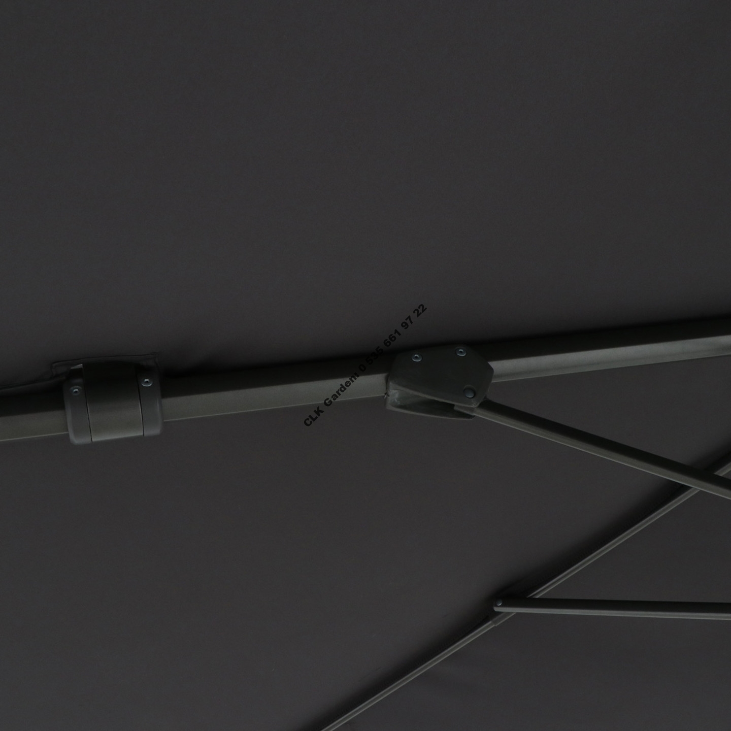 CLK Mykonos Şemsiye 3x3 Metre Alüminyum Antrasit Yandan Kollu Dirsekli Bahçe Cafe Şemsiyesi - Image 11