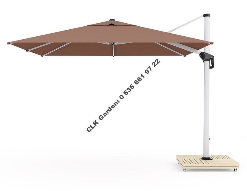 CLK Mykonos Şemsiye 3x3 Metre Alüminyum Antrasit Yandan Kollu Dirsekli Bahçe Cafe Şemsiyesi - Image 2