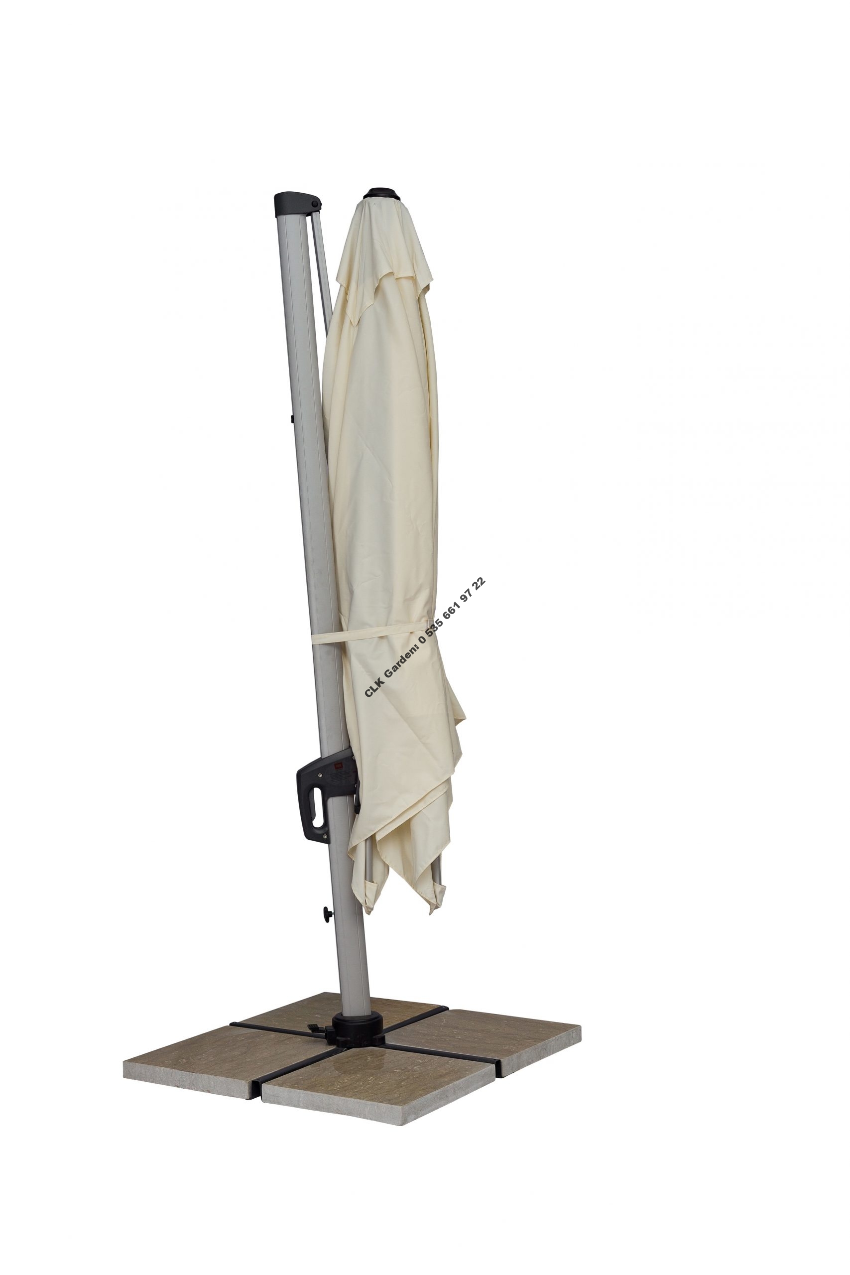 CLK Mykonos Şemsiye 3x3 Metre Alüminyum Antrasit Yandan Kollu Dirsekli Bahçe Cafe Şemsiyesi - Image 26