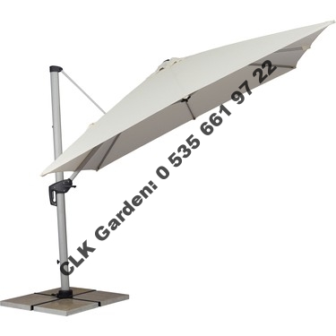 CLK Mykonos Şemsiye 3x3 Metre Alüminyum Antrasit Yandan Kollu Dirsekli Bahçe Cafe Şemsiyesi - Image 25