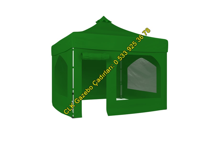 CLK 4x4 Katlanabilir Tente Pencereli ve Kapılı Makaslı Akordiyon Katlanır Gazebo Çadır Gölgelik Çardak - Image 8