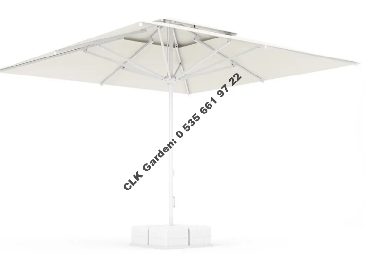 CLK 330x330 Mega İpli Bacalı Küp Bidonlu Set Şemsiye Antrasit Bahçe Otel Cafe Şemsiyesi - Image 4