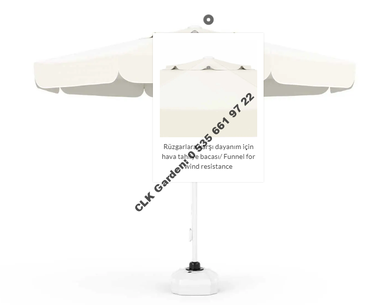 CLK 3 mt Mega İpli 70 lt Bidonlu Yuvarlak Beyaz Profil Bahçe Cafe Otel Şemsiyeleri - Image 7