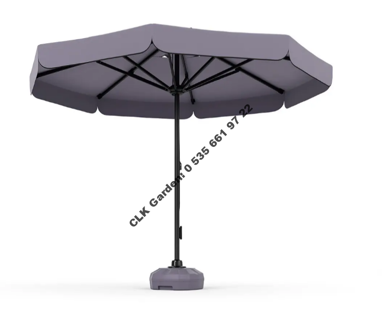 CLK 3 mt Mega İpli 70 lt Bidonlu Yuvarlak Beyaz Profil Bahçe Cafe Otel Şemsiyeleri - Image 5