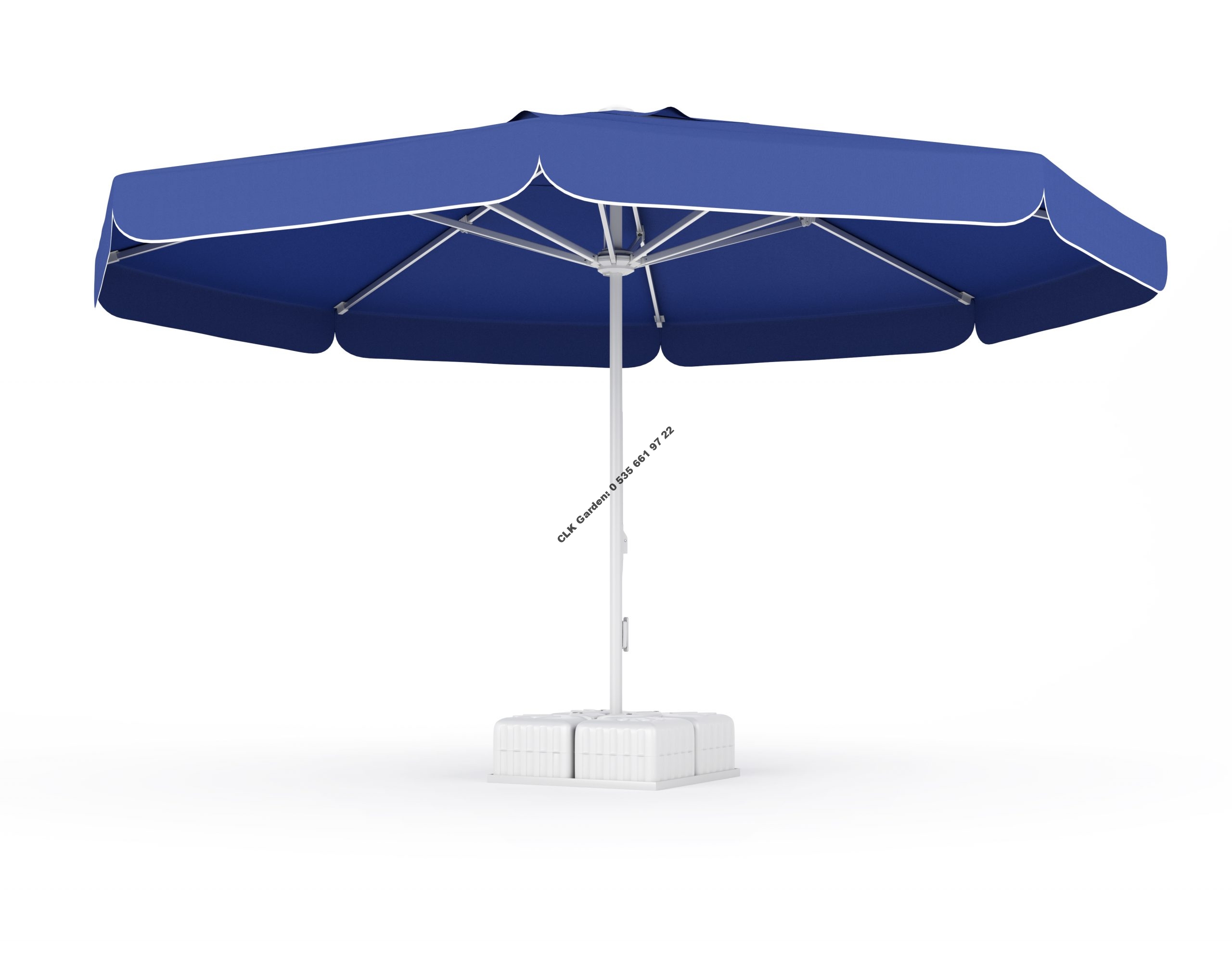 CLK Mega İpli 4 Metre Yuvarlak Şemsiye Küp Bidonlu Bahçe Cafe Otel Şemsiyeleri