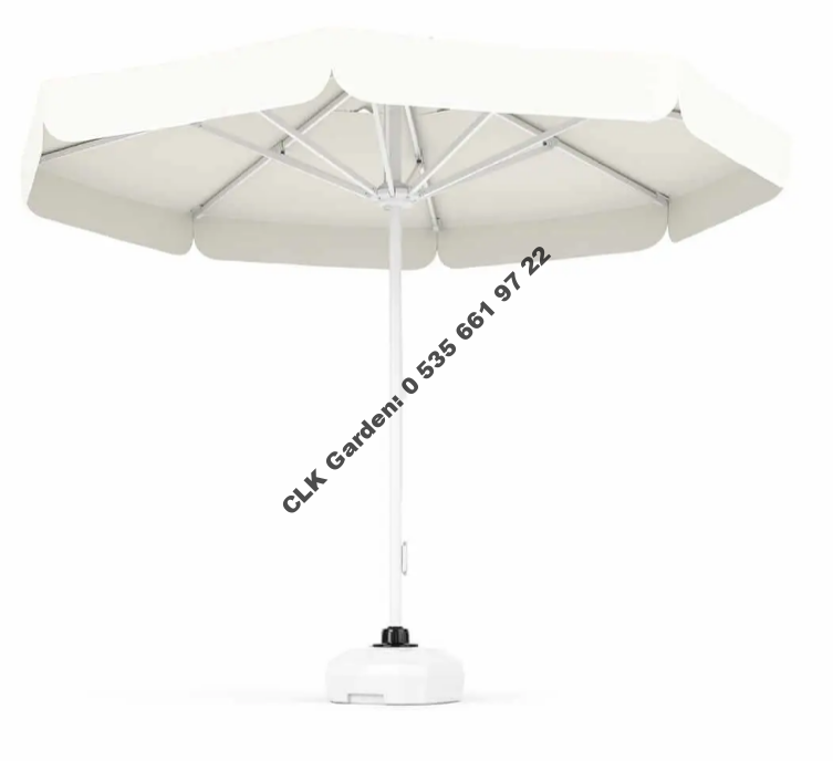 CLK 3 mt Mega İpli 70 lt Bidonlu Yuvarlak Beyaz Profil Bahçe Cafe Otel Şemsiyeleri - Image 3