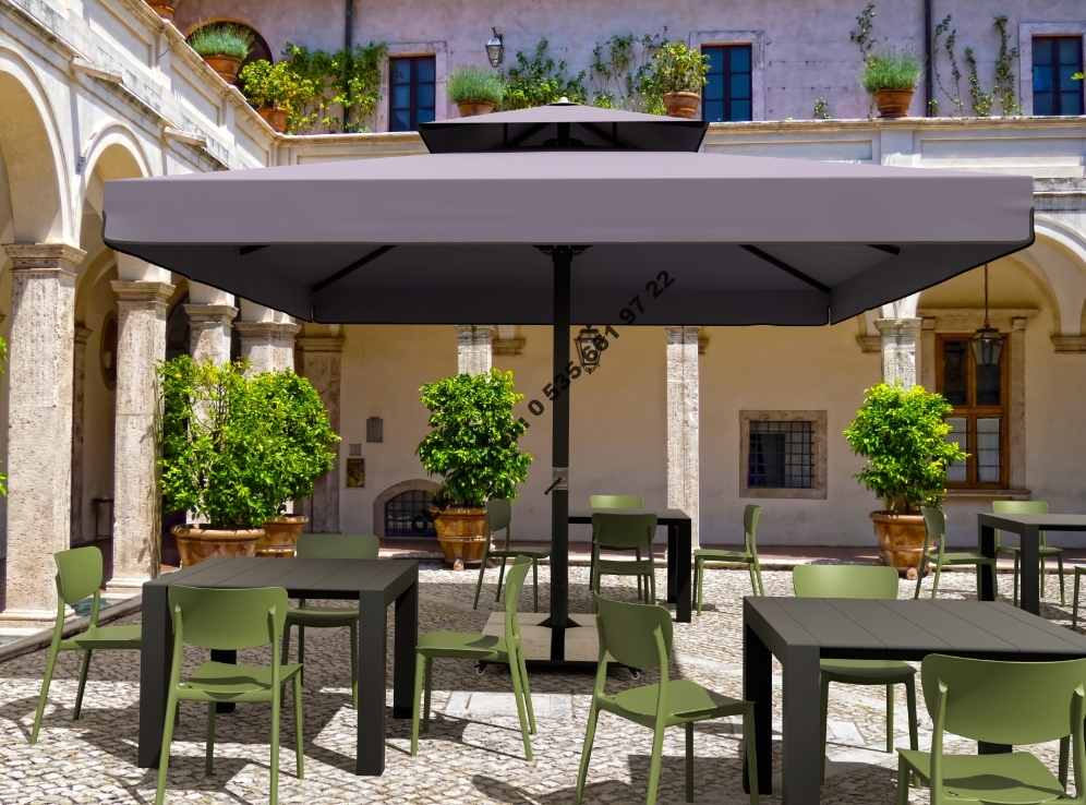 CLK 4x4 Metre Çap 100 Ortadan Direkli Alüminyum Teleskopik Şemsiye İmalatı Satışı - Image 5